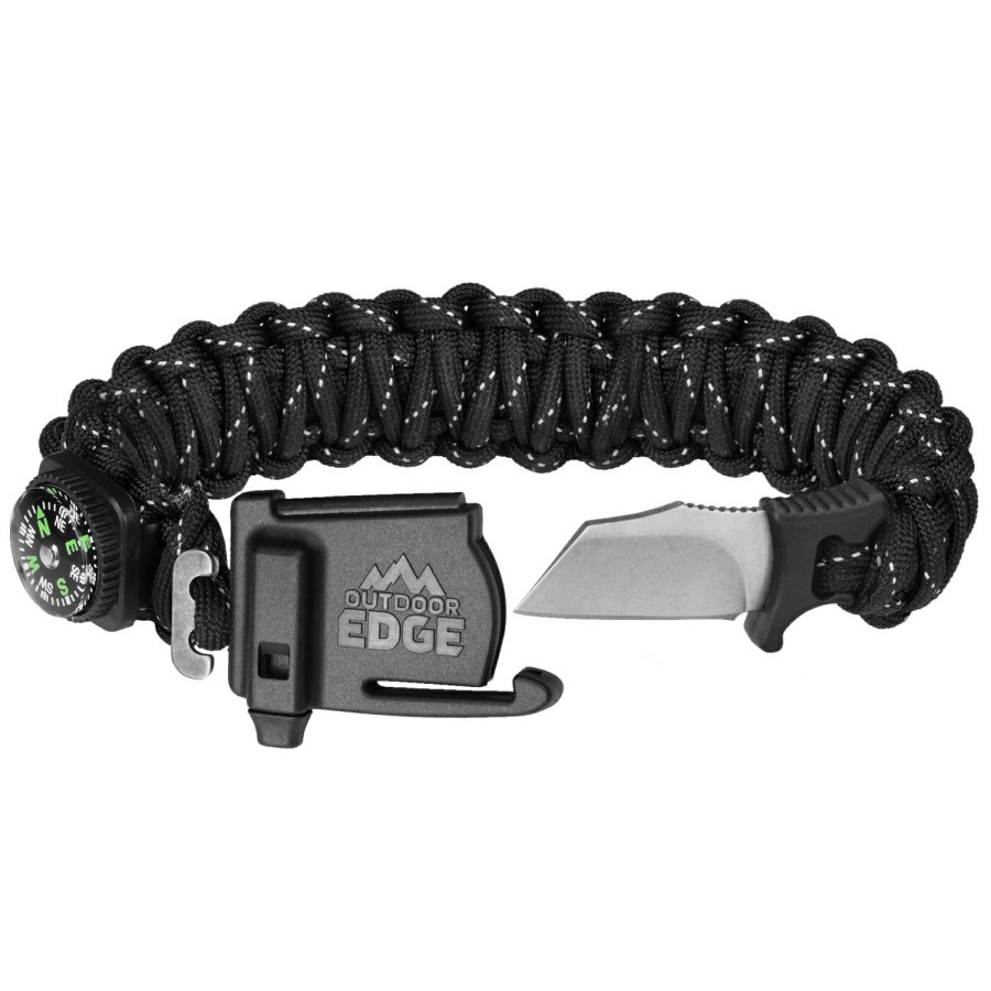 Knives & Tools * | Outdoor Edge Knives Outdoor Edge Paraspark Paracord Survival Bracelet Large With 1.3 Inch Knife Blade Black Psk-90C