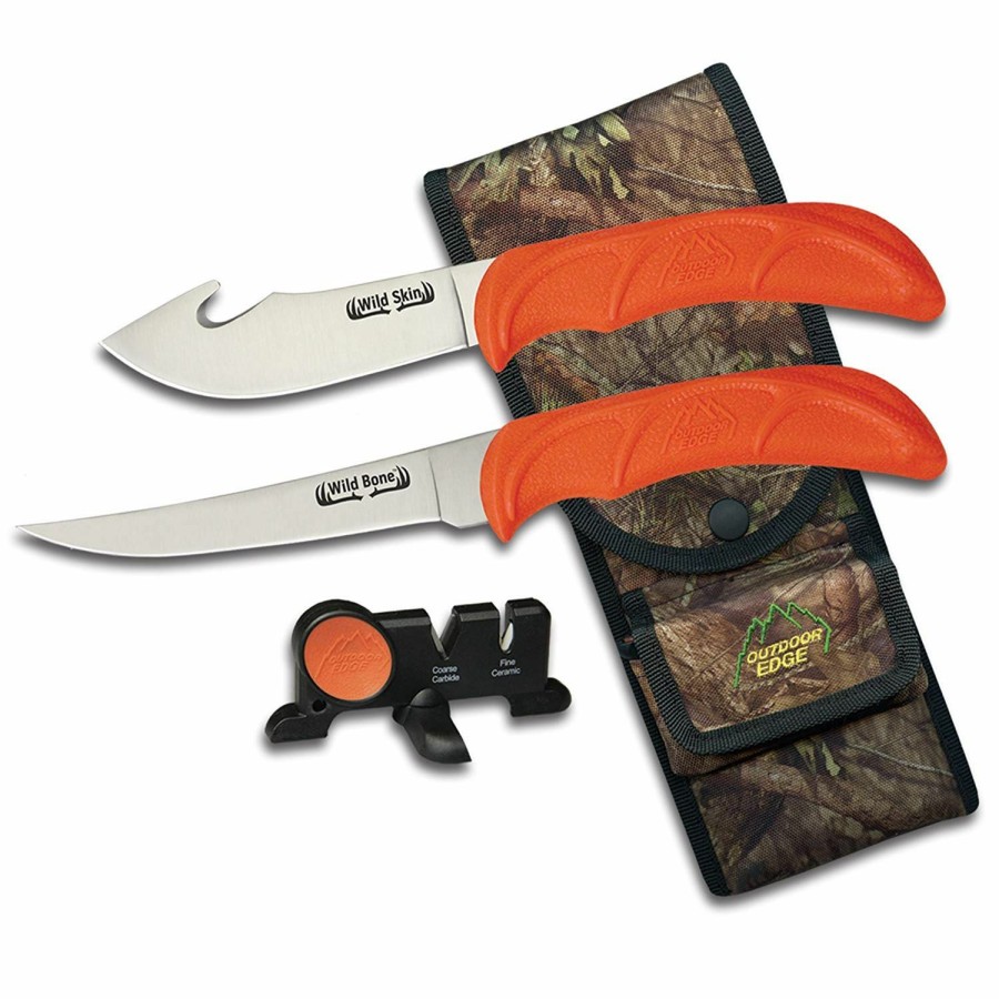 Knives & Tools * | Outdoor Edge Knives Outdoor Edge Wild Bone 2 Knife Hunting Set Gut Hook Skinning Knife, Boning/Fillet Knife, Sharpener, Sheath Wb-4C